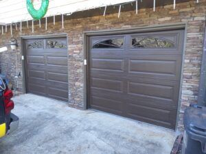 Brown garage door with windows Brown garage door with windows