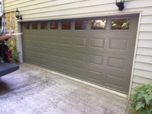 Brown garage door with windows Brown garage door with windows